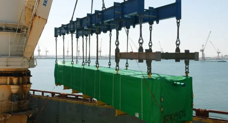 Cargo being lifted at the jetty
